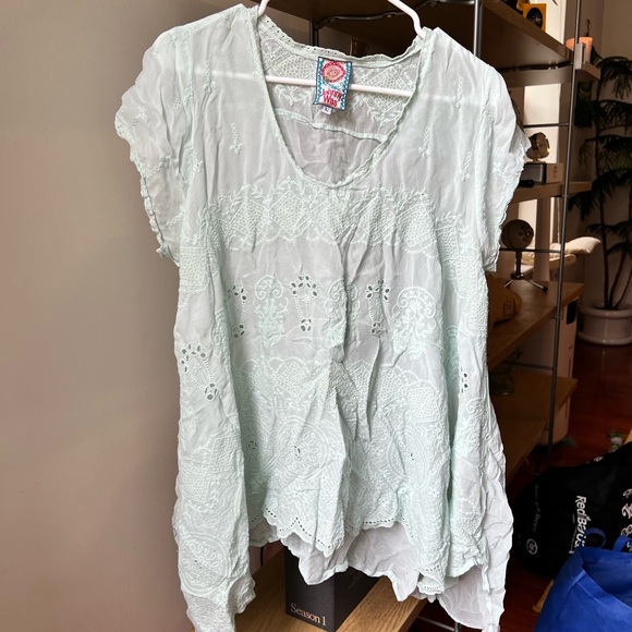 Johnny Was Mint Green Embroidered Top - Picture 5 of 5